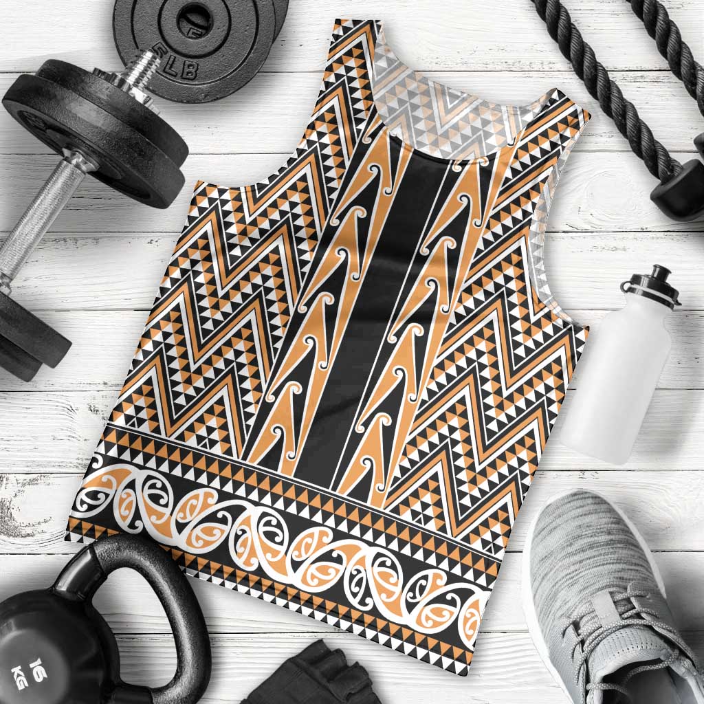 New Zealand Maori Niho Taniwha Men Tank Top Karaka Mangopare and Puhoro Pattern LT9 - Polynesian Pride