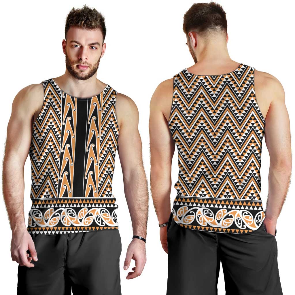New Zealand Maori Niho Taniwha Men Tank Top Karaka Mangopare and Puhoro Pattern LT9 - Polynesian Pride