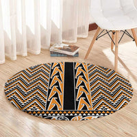 New Zealand Maori Niho Taniwha Round Carpet Karaka Mangopare and Puhoro Pattern