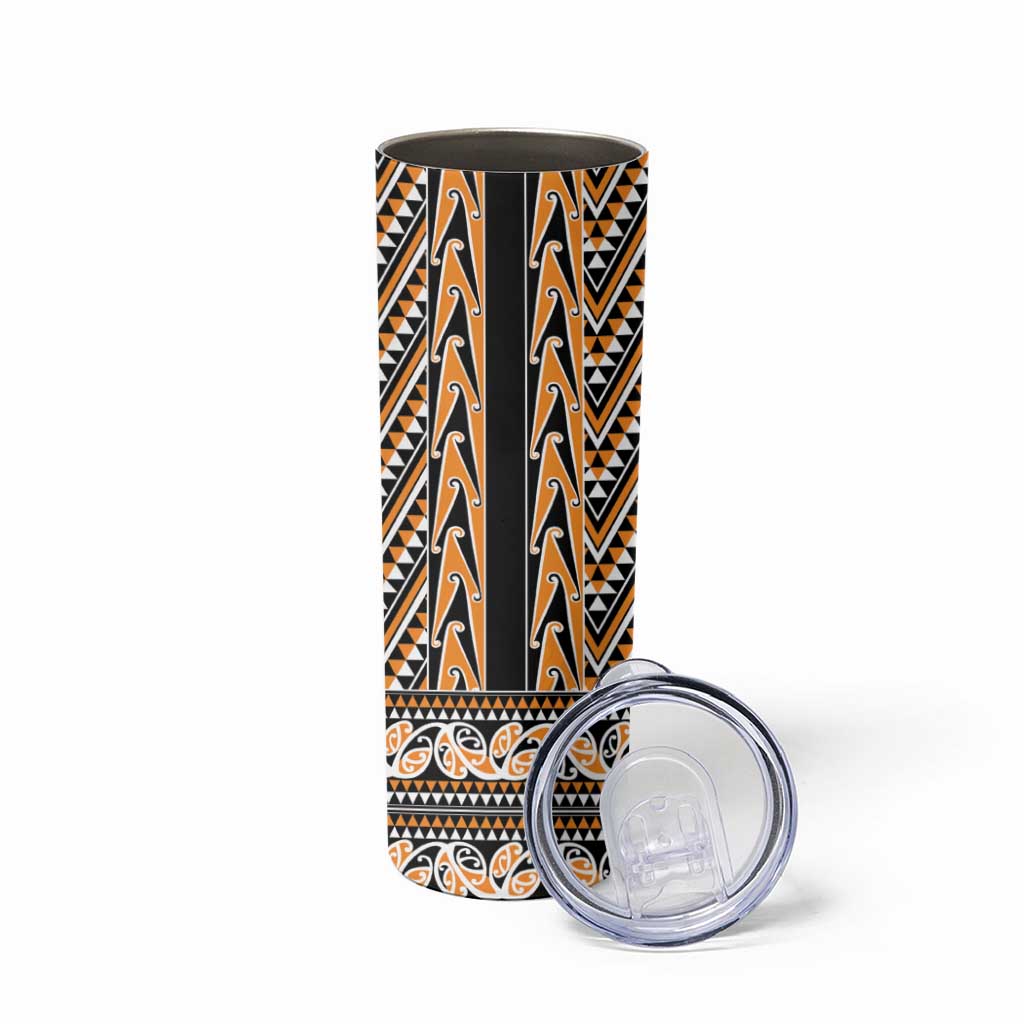 New Zealand Maori Niho Taniwha Skinny Tumbler Karaka Mangopare and Puhoro Pattern