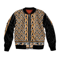 New Zealand Maori Niho Taniwha Sleeve Zip Bomber Jacket Karaka Mangopare and Puhoro Pattern