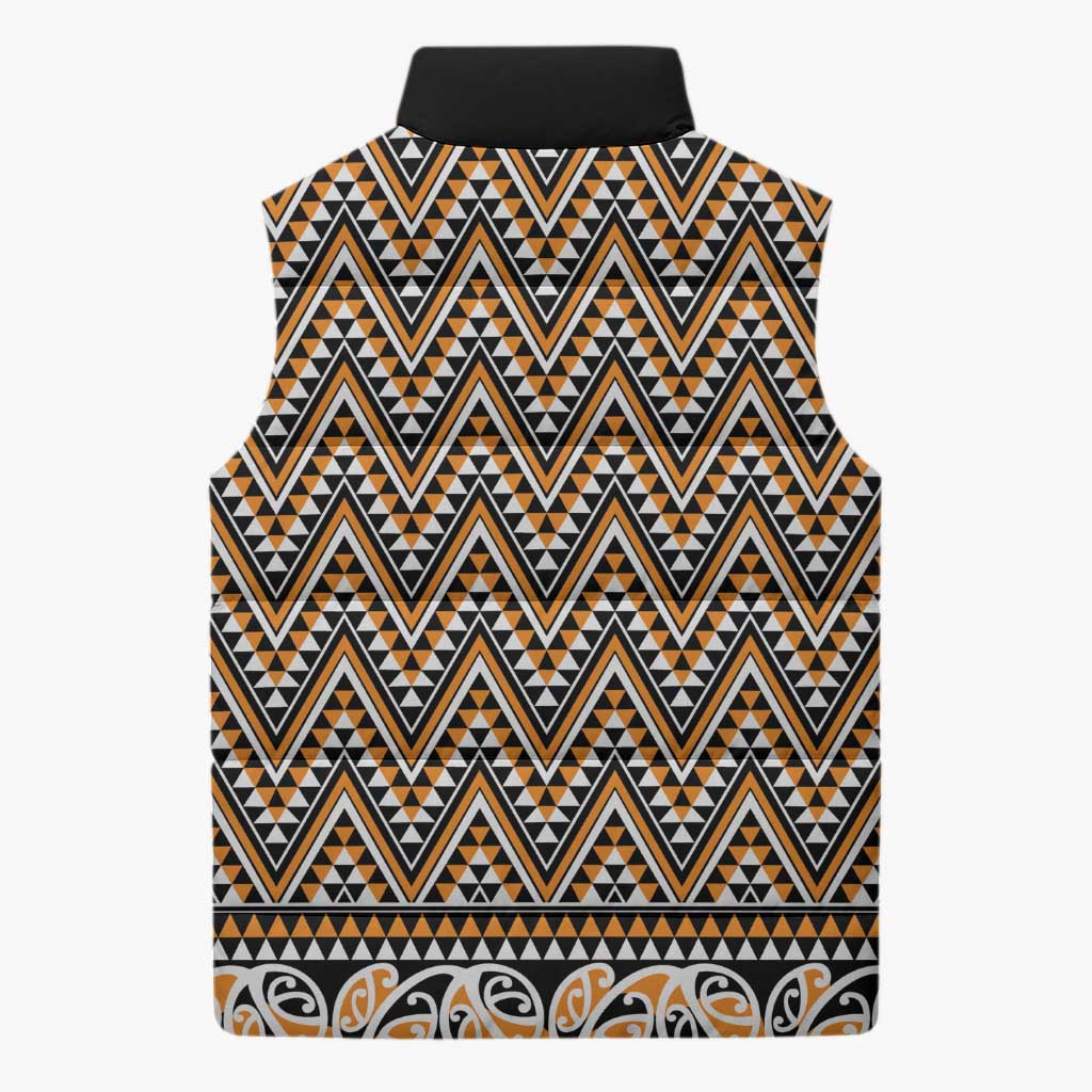 New Zealand Maori Niho Taniwha Sleeveless Puffer Jacket Karaka Mangopare and Puhoro Pattern - Polynesian Pride