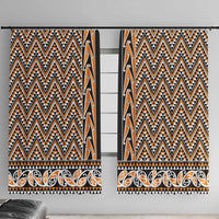 New Zealand Maori Niho Taniwha Window Curtain Karaka Mangopare and Puhoro Pattern