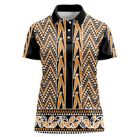 New Zealand Maori Niho Taniwha Women Polo Shirt Karaka Mangopare and Puhoro Pattern