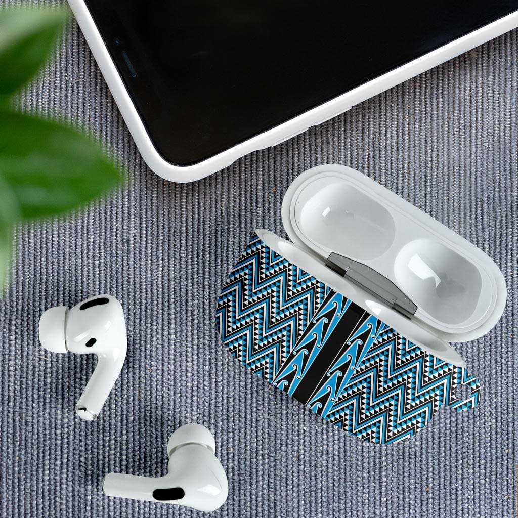 New Zealand Maori Niho Taniwha AirPods Case Kikorangi Mangopare and Puhoro Pattern - Polynesian Pride