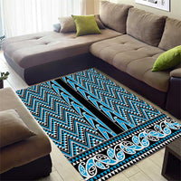 New Zealand Maori Niho Taniwha Area Rug Kikorangi Mangopare and Puhoro Pattern