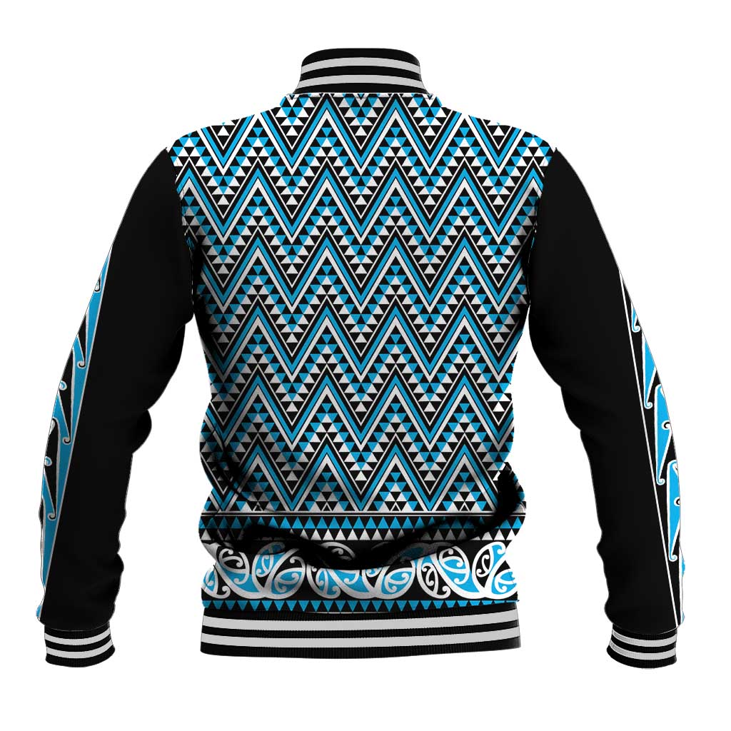New Zealand Maori Niho Taniwha Baseball Jacket Kikorangi Mangopare and Puhoro Pattern LT9 - Polynesian Pride