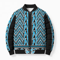 New Zealand Maori Niho Taniwha Bomber Puffer Jacket Kikorangi Mangopare and Puhoro Pattern - Polynesian Pride