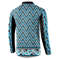 New Zealand Maori Niho Taniwha Button Sweatshirt Kikorangi Mangopare and Puhoro Pattern LT9 - Polynesian Pride