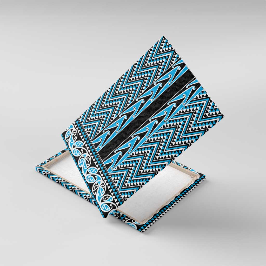 New Zealand Maori Niho Taniwha Canvas Wall Art Kikorangi Mangopare and Puhoro Pattern