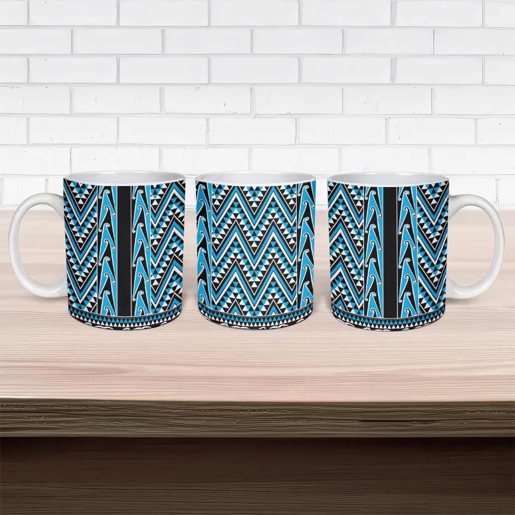 New Zealand Maori Niho Taniwha Ceramic Mug Kikorangi Mangopare and Puhoro Pattern - Polynesian Pride