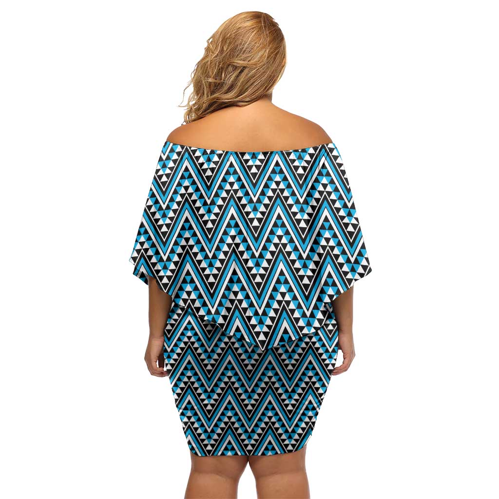 New Zealand Maori Niho Taniwha Family Matching Off Shoulder Short Dress and Hawaiian Shirt Kikorangi Mangopare and Puhoro Pattern