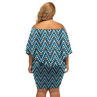 New Zealand Maori Niho Taniwha Family Matching Off Shoulder Short Dress and Hawaiian Shirt Kikorangi Mangopare and Puhoro Pattern