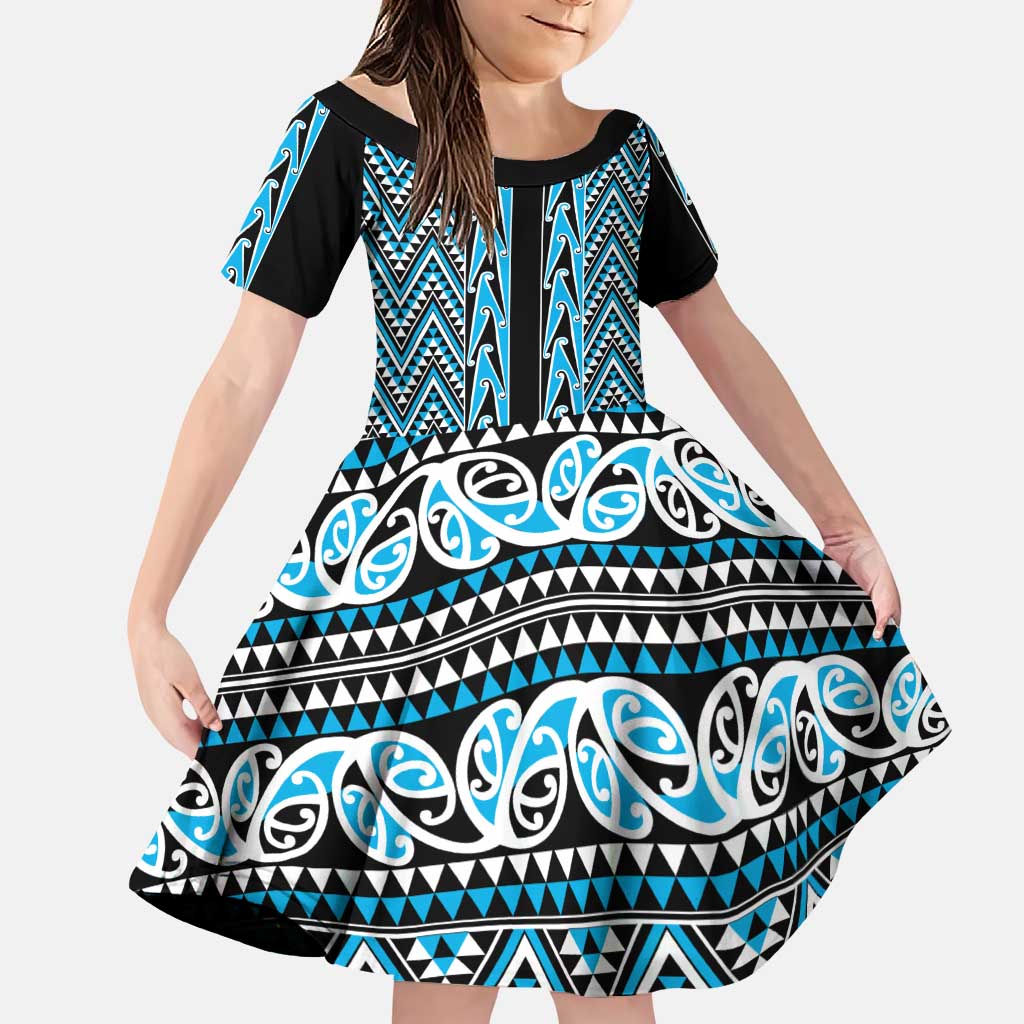 New Zealand Maori Niho Taniwha Family Matching Puletasi and Hawaiian Shirt Kikorangi Mangopare and Puhoro Pattern
