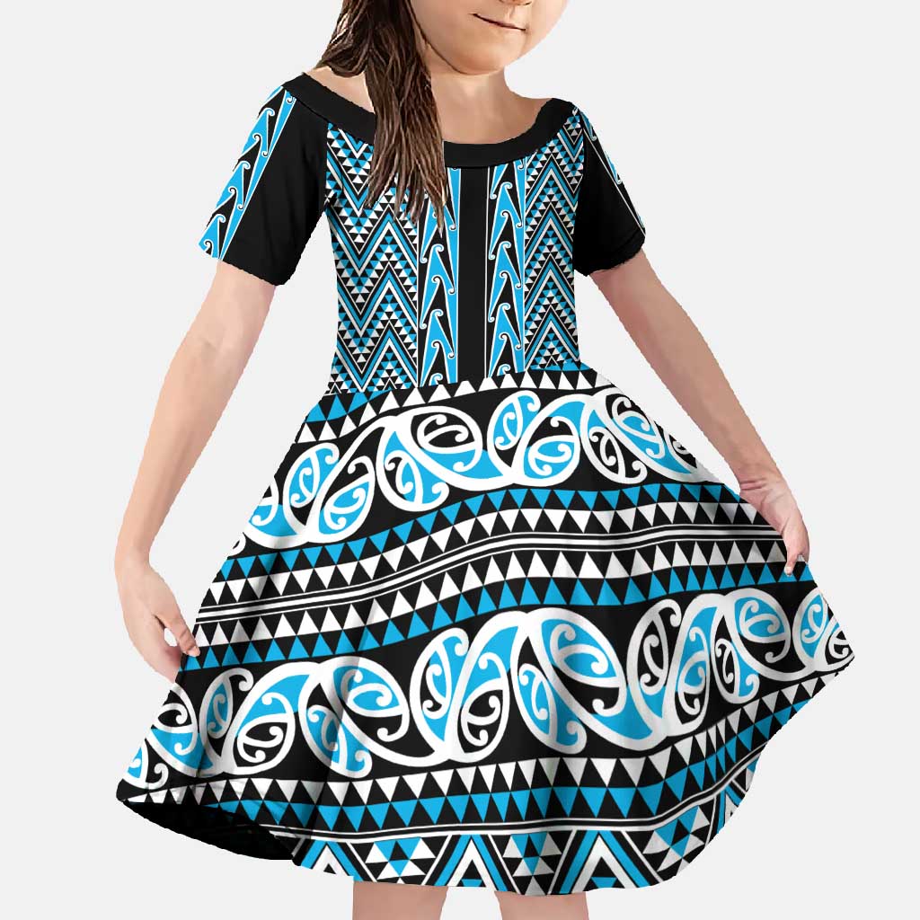New Zealand Maori Niho Taniwha Family Matching Tank Maxi Dress and Hawaiian Shirt Kikorangi Mangopare and Puhoro Pattern