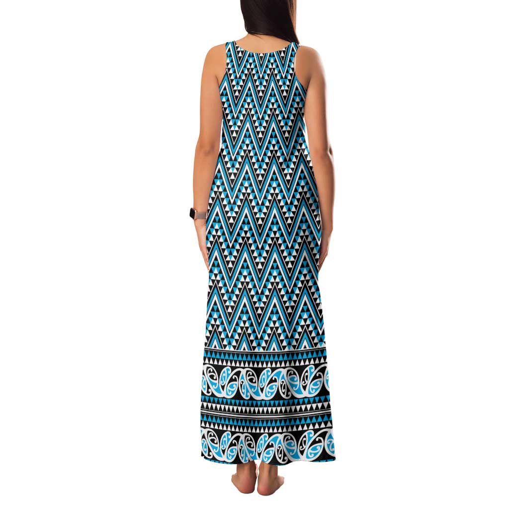 New Zealand Maori Niho Taniwha Family Matching Tank Maxi Dress and Hawaiian Shirt Kikorangi Mangopare and Puhoro Pattern