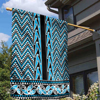 New Zealand Maori Niho Taniwha Garden Flag Kikorangi Mangopare and Puhoro Pattern
