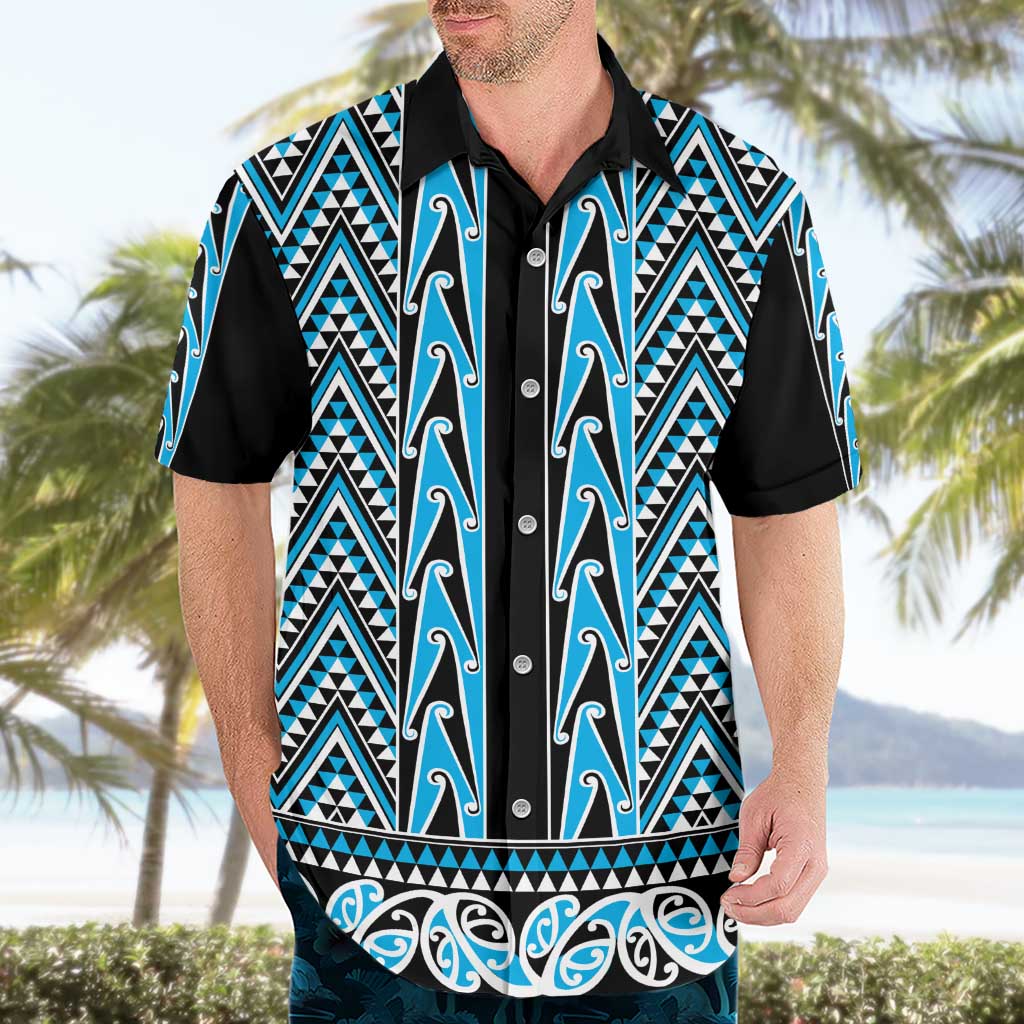 New Zealand Maori Niho Taniwha Hawaiian Shirt Kikorangi Mangopare and Puhoro Pattern LT9 - Polynesian Pride