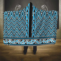 New Zealand Maori Niho Taniwha Hooded Blanket Kikorangi Mangopare and Puhoro Pattern LT9 - Polynesian Pride