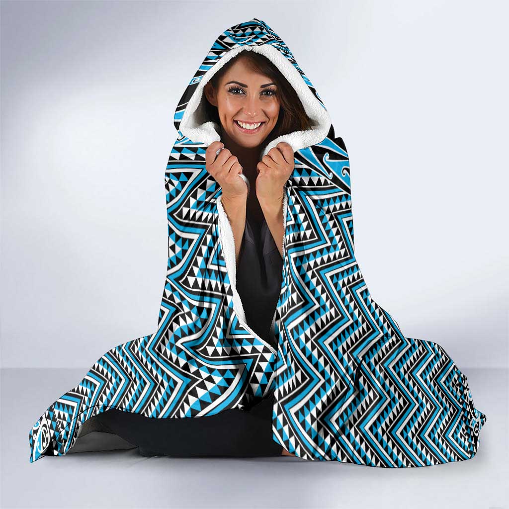 New Zealand Maori Niho Taniwha Hooded Blanket Kikorangi Mangopare and Puhoro Pattern LT9 - Polynesian Pride