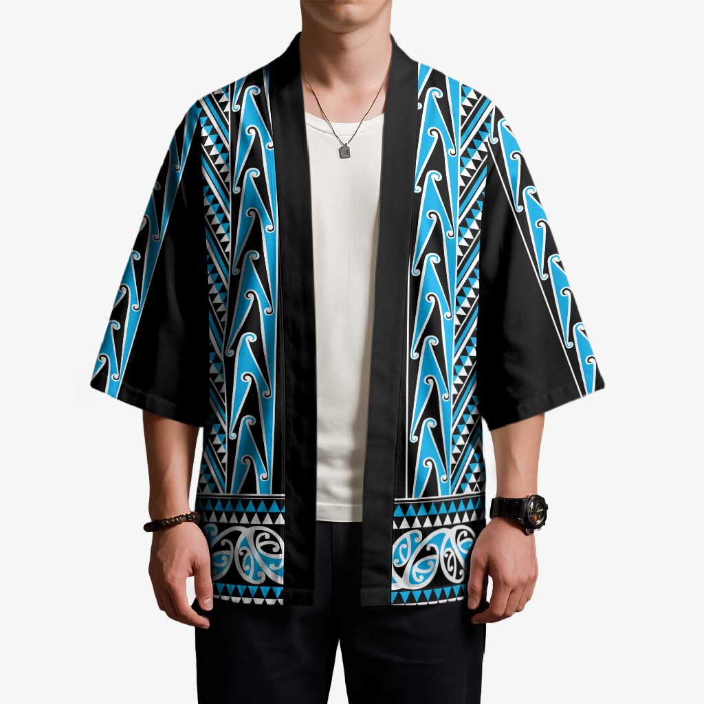 New Zealand Maori Niho Taniwha Kimono Kikorangi Mangopare and Puhoro Pattern - Polynesian Pride