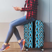 New Zealand Maori Niho Taniwha Luggage Cover Kikorangi Mangopare and Puhoro Pattern