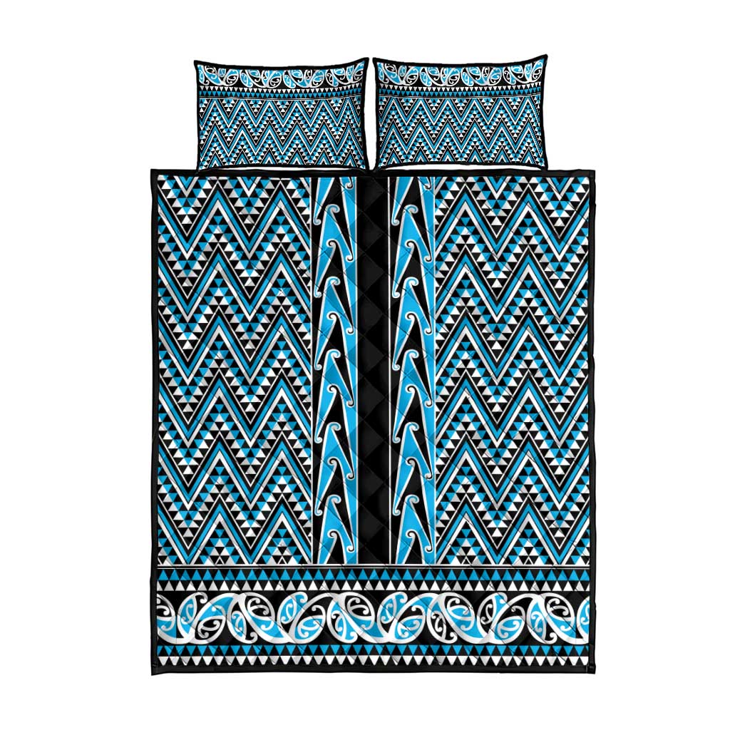 New Zealand Maori Niho Taniwha Quilt Bed Set Kikorangi Mangopare and Puhoro Pattern