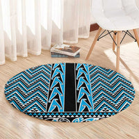 New Zealand Maori Niho Taniwha Round Carpet Kikorangi Mangopare and Puhoro Pattern