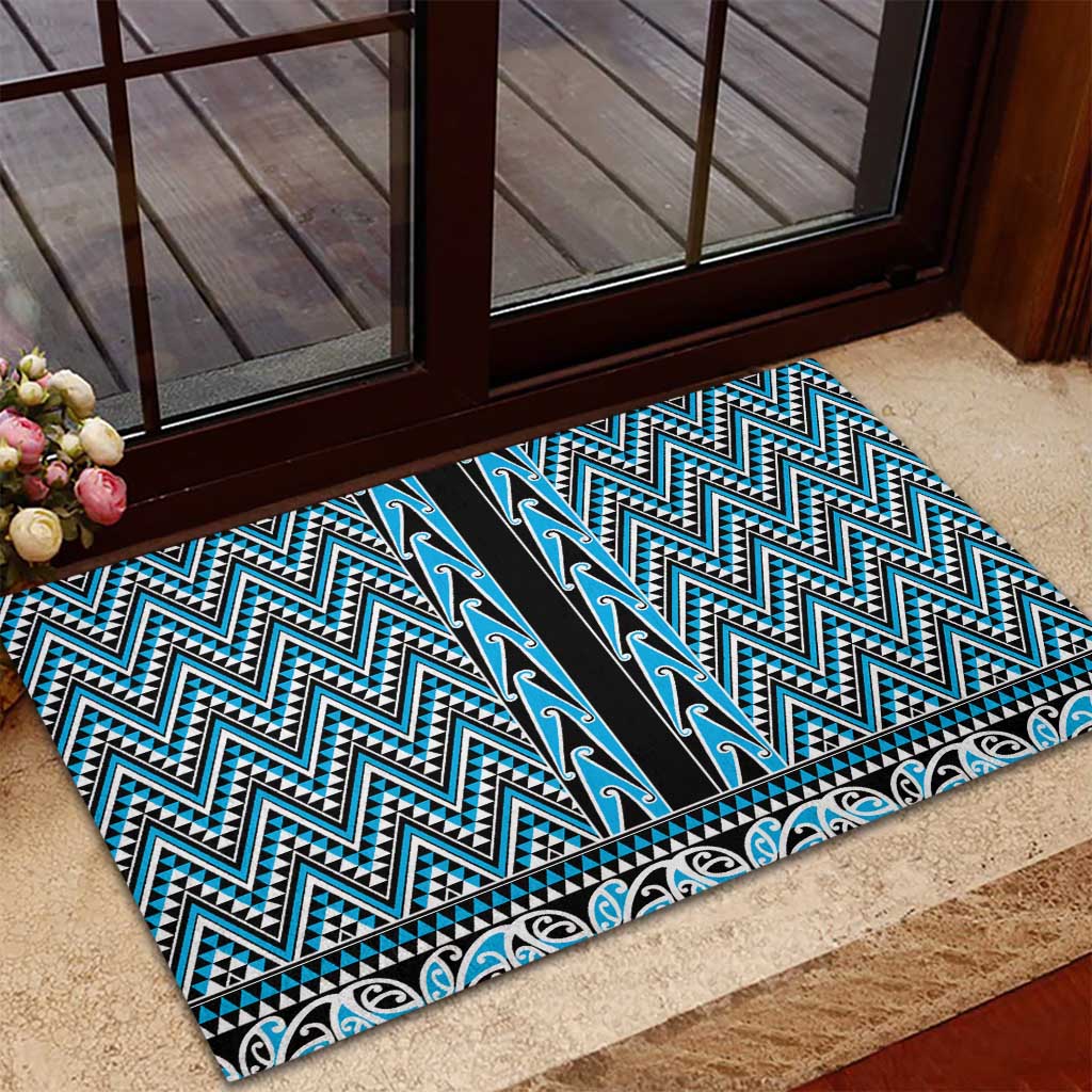 New Zealand Maori Niho Taniwha Rubber Doormat Kikorangi Mangopare and Puhoro Pattern