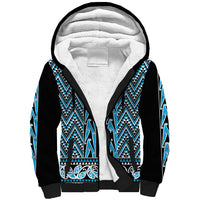 New Zealand Maori Niho Taniwha Sherpa Hoodie Kikorangi Mangopare and Puhoro Pattern LT9 Unisex Blue - Polynesian Pride