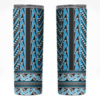 New Zealand Maori Niho Taniwha Skinny Tumbler Kikorangi Mangopare and Puhoro Pattern