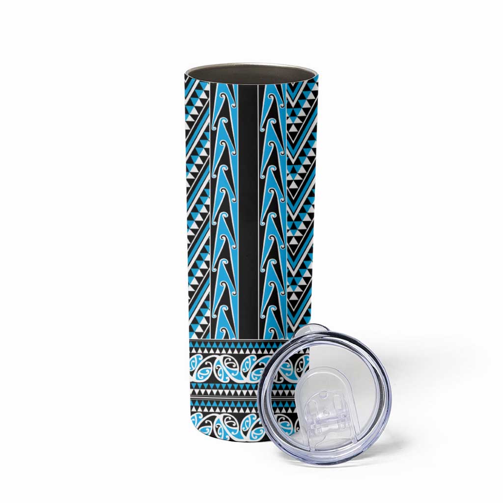 New Zealand Maori Niho Taniwha Skinny Tumbler Kikorangi Mangopare and Puhoro Pattern