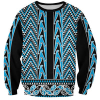New Zealand Maori Niho Taniwha Sweatshirt Kikorangi Mangopare and Puhoro Pattern LT9 Unisex Blue - Polynesian Pride