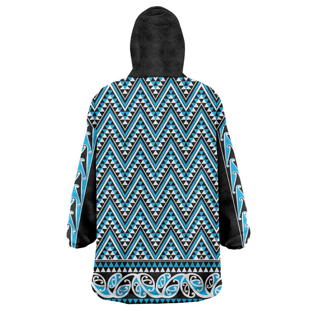 New Zealand Maori Niho Taniwha Wearable Blanket Hoodie Kikorangi Mangopare and Puhoro Pattern LT9 - Polynesian Pride