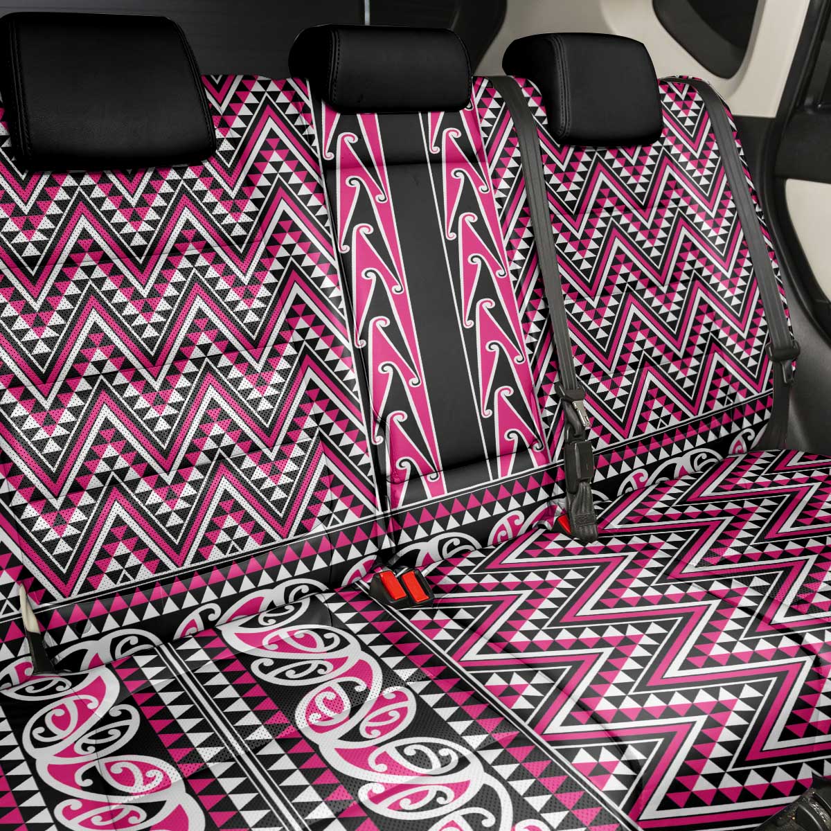 New Zealand Maori Niho Taniwha Back Car Seat Cover Mawhero Mangopare and Puhoro Pattern
