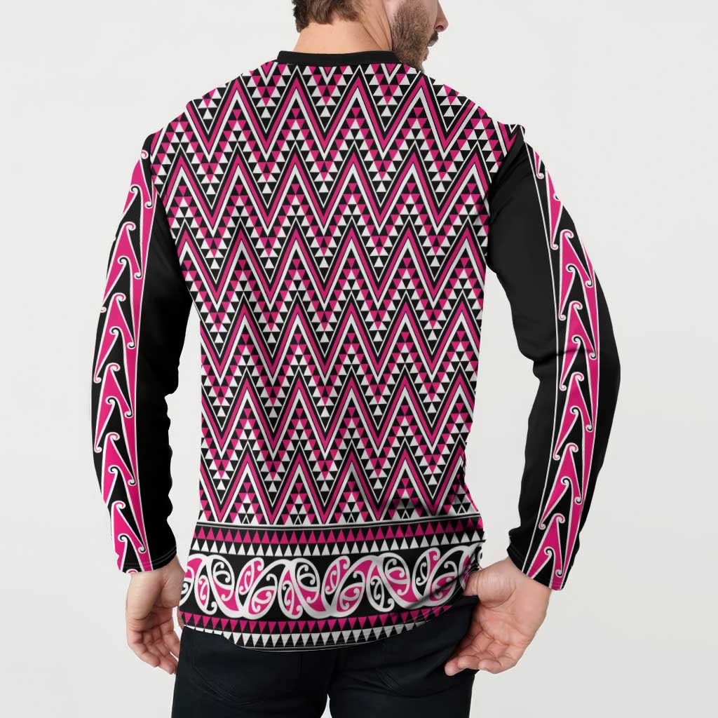 New Zealand Maori Niho Taniwha Button Sweatshirt Mawhero Mangopare and Puhoro Pattern LT9 - Polynesian Pride