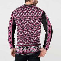 New Zealand Maori Niho Taniwha Button Sweatshirt Mawhero Mangopare and Puhoro Pattern LT9 - Polynesian Pride
