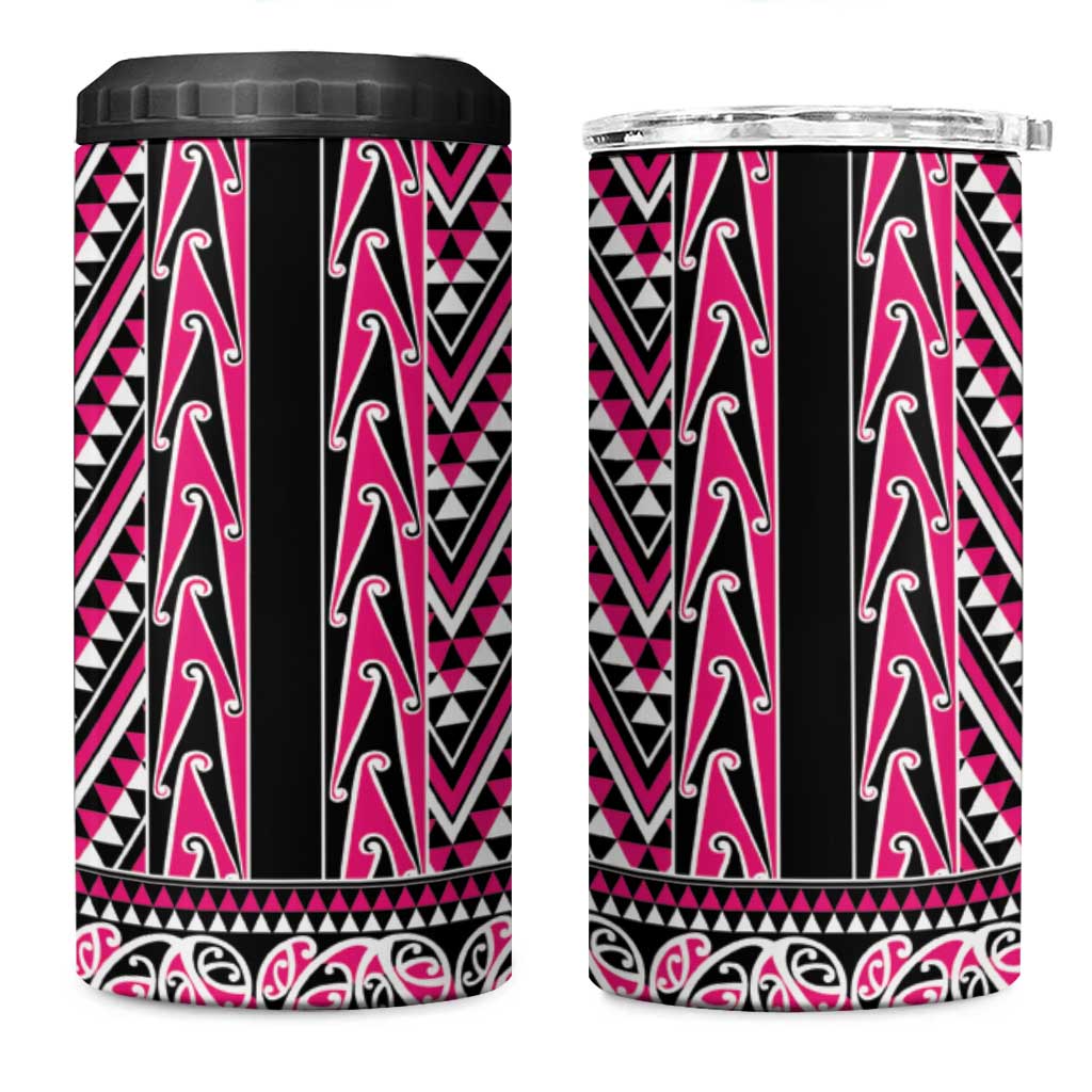 New Zealand Maori Niho Taniwha 4 in 1 Can Cooler Tumbler Mawhero Mangopare and Puhoro Pattern