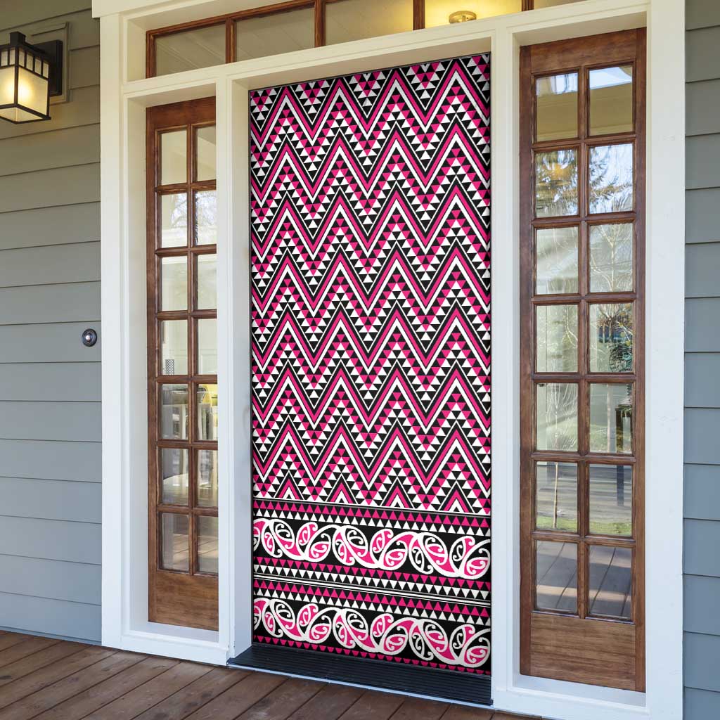 New Zealand Maori Niho Taniwha Door Cover Mawhero Mangopare and Puhoro Pattern - Polynesian Pride