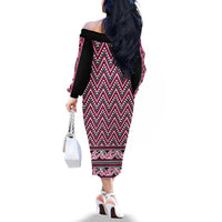 New Zealand Maori Niho Taniwha Family Matching Off The Shoulder Long Sleeve Dress and Hawaiian Shirt Mawhero Mangopare and Puhoro Pattern