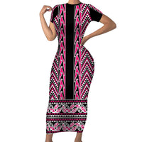New Zealand Maori Niho Taniwha Family Matching Short Sleeve Bodycon Dress and Hawaiian Shirt Mawhero Mangopare and Puhoro Pattern