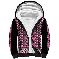 New Zealand Maori Niho Taniwha Sherpa Hoodie Mawhero Mangopare and Puhoro Pattern LT9 Unisex Pink - Polynesian Pride