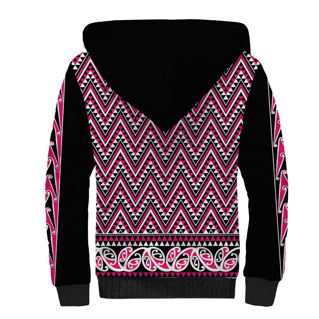 New Zealand Maori Niho Taniwha Sherpa Hoodie Mawhero Mangopare and Puhoro Pattern LT9 - Polynesian Pride