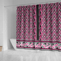 New Zealand Maori Niho Taniwha Shower Curtain Mawhero Mangopare and Puhoro Pattern