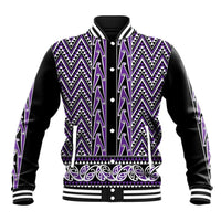 New Zealand Maori Niho Taniwha Baseball Jacket Waiporopo Mangopare and Puhoro Pattern LT9 Unisex Purple - Polynesian Pride