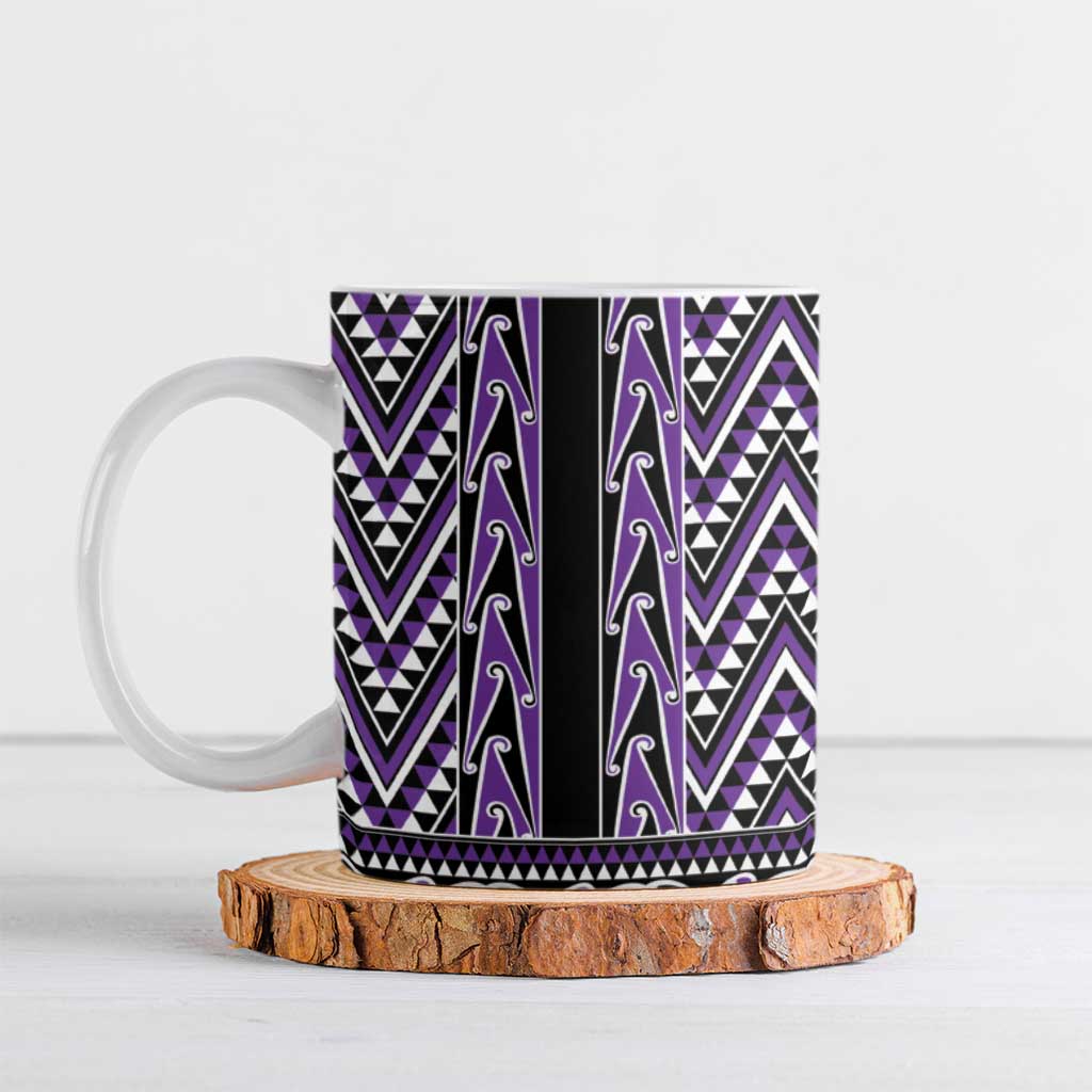 New Zealand Maori Niho Taniwha Ceramic Mug Waiporopo Mangopare and Puhoro Pattern - Polynesian Pride