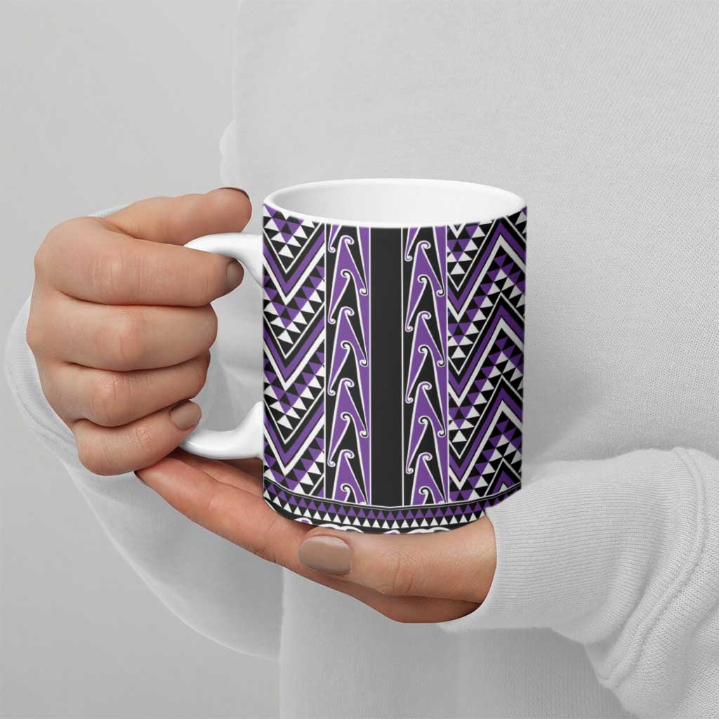 New Zealand Maori Niho Taniwha Ceramic Mug Waiporopo Mangopare and Puhoro Pattern - Polynesian Pride