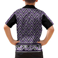 New Zealand Maori Niho Taniwha Family Matching Off The Shoulder Long Sleeve Dress and Hawaiian Shirt Waiporopo Mangopare and Puhoro Pattern
