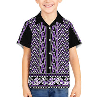 New Zealand Maori Niho Taniwha Family Matching Off The Shoulder Long Sleeve Dress and Hawaiian Shirt Waiporopo Mangopare and Puhoro Pattern