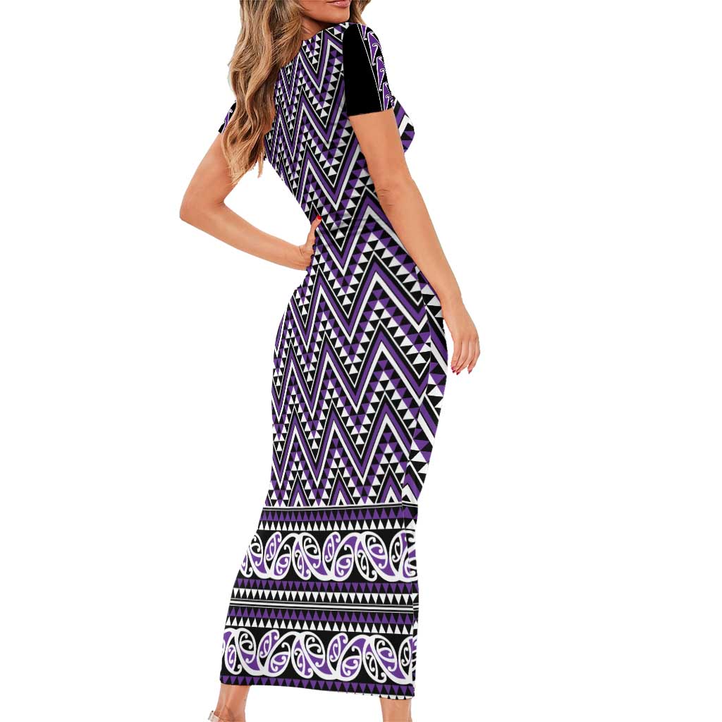 New Zealand Maori Niho Taniwha Family Matching Short Sleeve Bodycon Dress and Hawaiian Shirt Waiporopo Mangopare and Puhoro Pattern